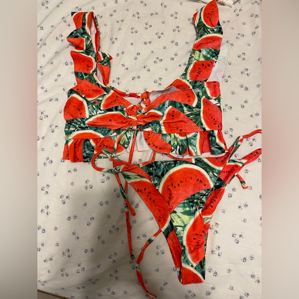 Watermelon bikini top and bottom size small